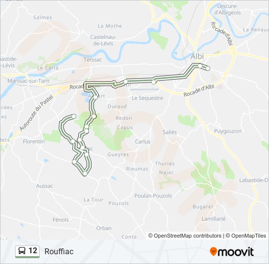 Plan de la ligne 12 de bus