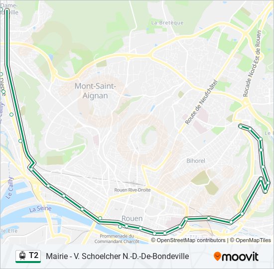 Mapa de T2 de tren ligero