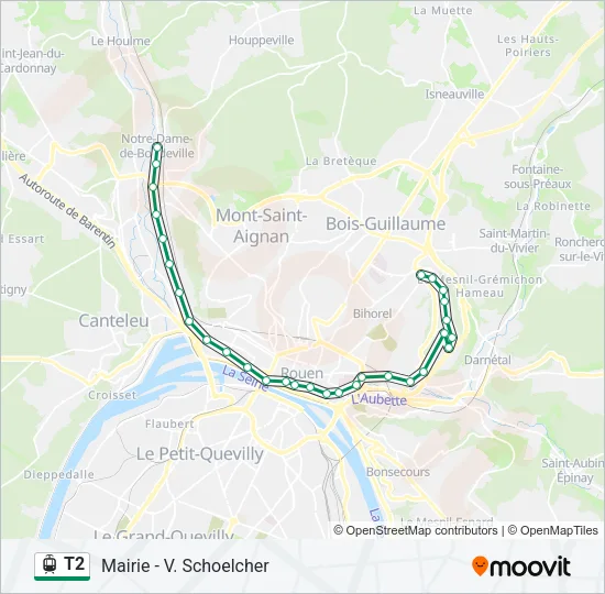 T2 Light Rail Line Map
