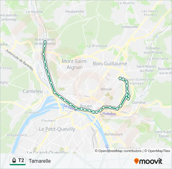 T2 Light Rail Line Map