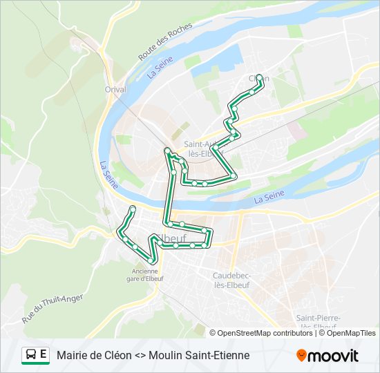 Plan de la ligne E de bus