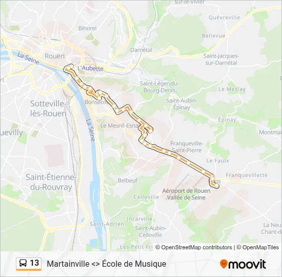 13 Bus Line Map