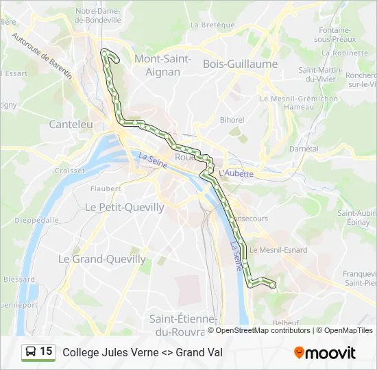 Plan de la ligne 15 de bus