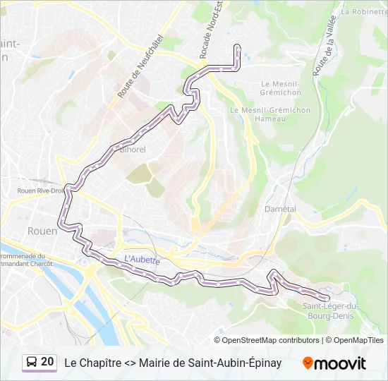 Plan de la ligne 20 de bus