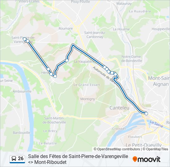 Plan de la ligne 26 de bus