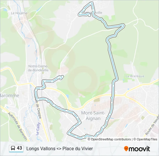 43 Bus Line Map