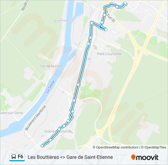 Plan de la ligne F6 de bus