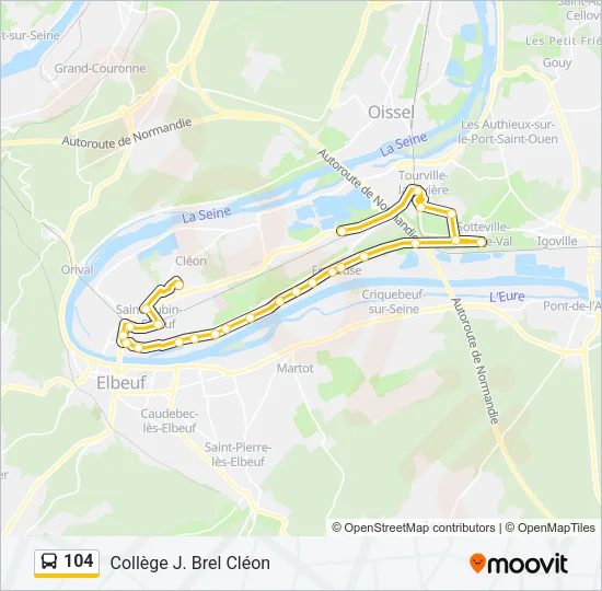 104 Bus Line Map