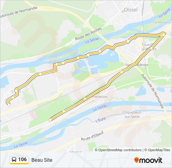 Plan de la ligne 106 de bus