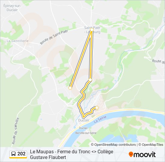 Plan de la ligne 202 de bus