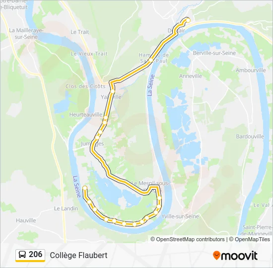 Plan de la ligne 206 de bus