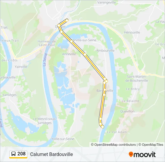 208 Bus Line Map