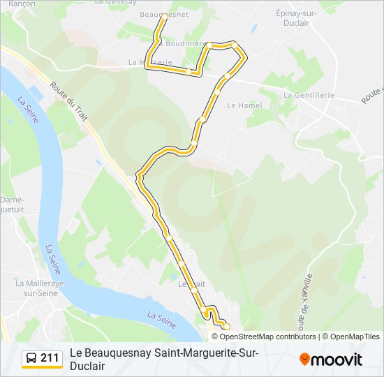 Plan de la ligne 211 de bus