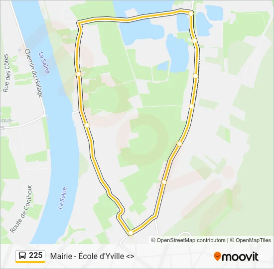 Plan de la ligne 225 de bus