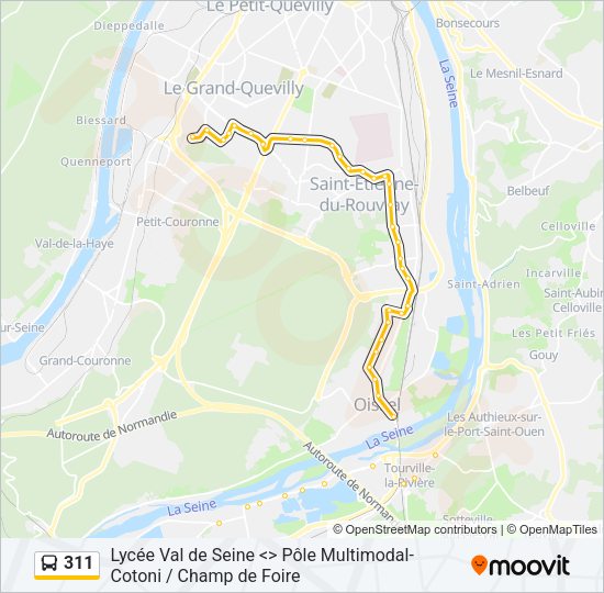 Plan de la ligne 311 de bus