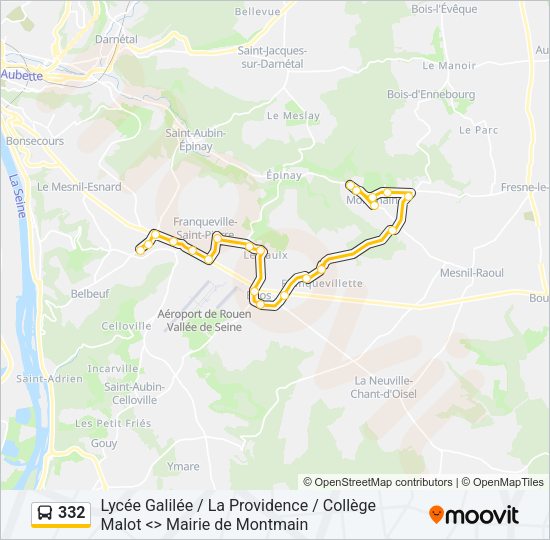 Plan de la ligne 332 de bus