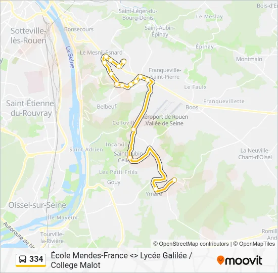 Mapa de 334 de autobús