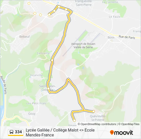 Plan de la ligne 334 de bus