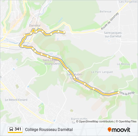 Mapa de 341 de autobús