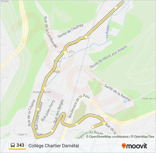 343 Bus Line Map