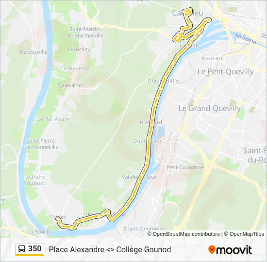 Plan de la ligne 350 de bus