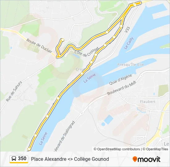 Plan de la ligne 350 de bus