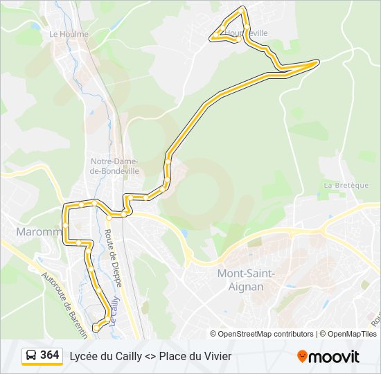 Plan de la ligne 364 de bus