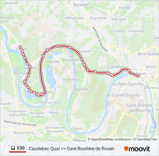 Plan de la ligne 530 de bus