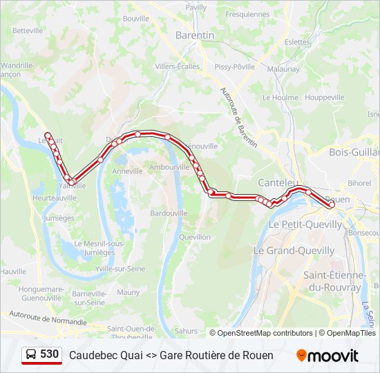 Plan de la ligne 530 de bus