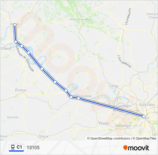 Plan de la ligne C1 de train