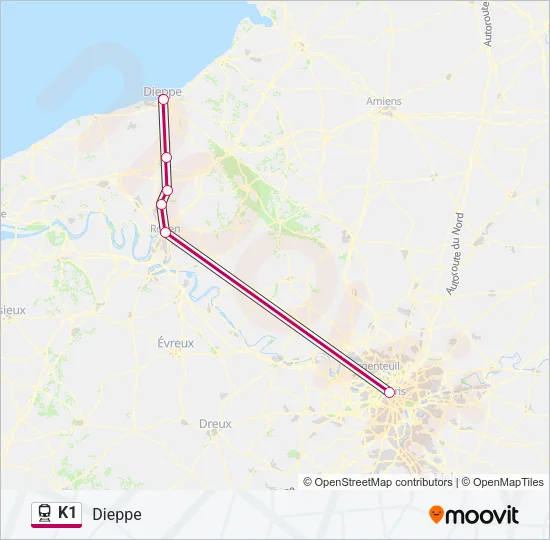 K1 Train Line Map