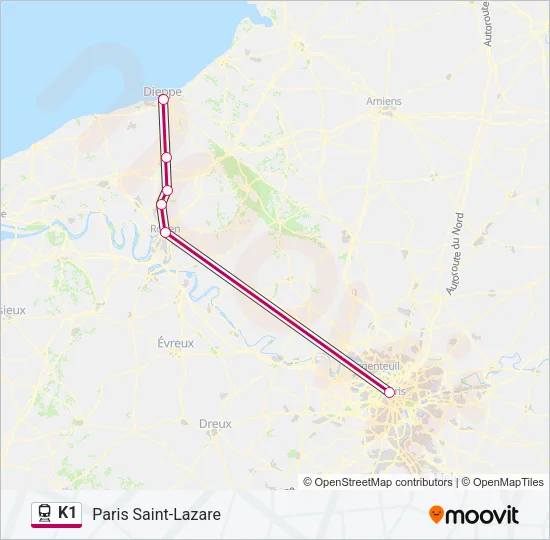 K1 Train Line Map