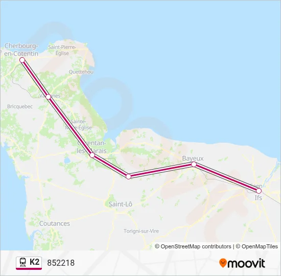 Plan de la ligne K2 de train