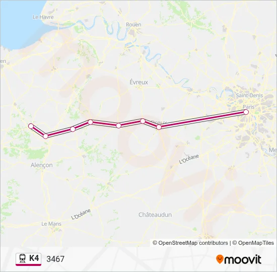 K4 Train Line Map