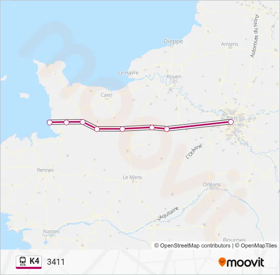 K4 Train Line Map