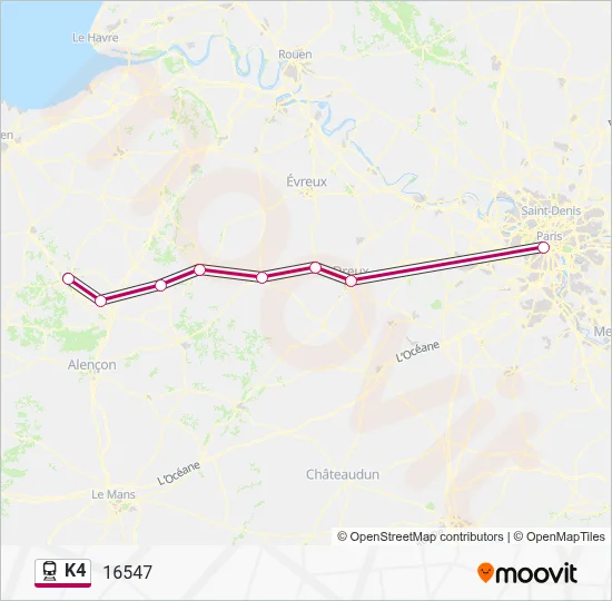 K4 Train Line Map
