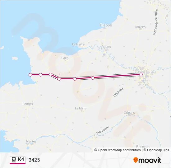 K4 Train Line Map