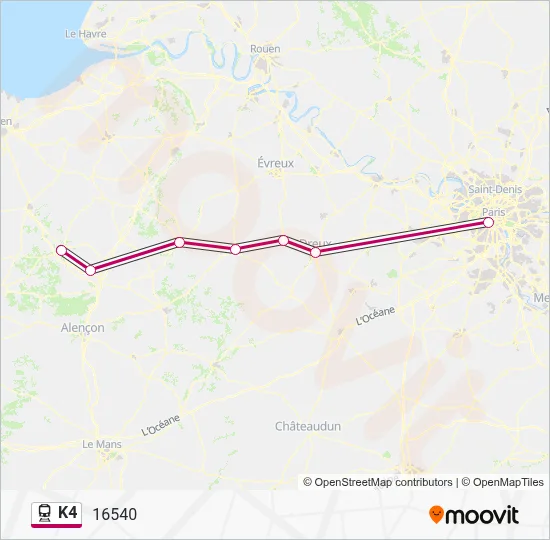 Plan de la ligne K4 de train