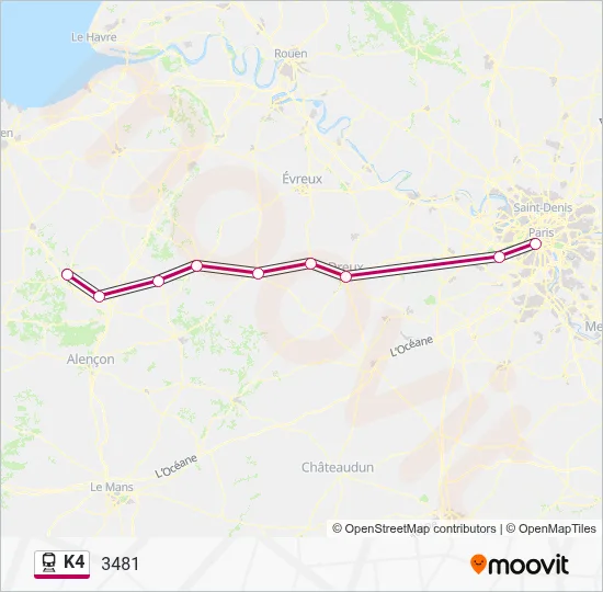 K4 Train Line Map