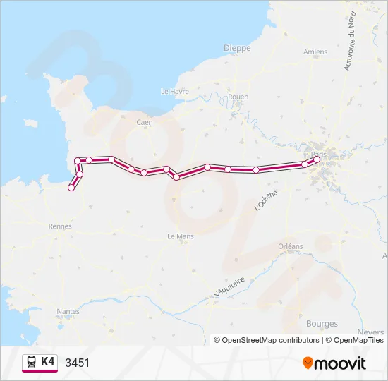 K4 Train Line Map