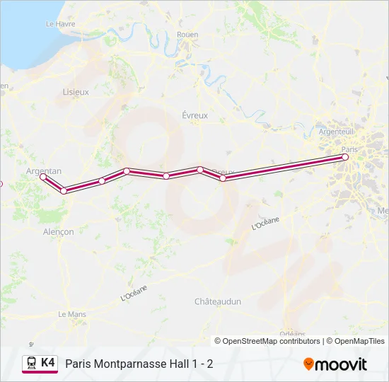 K4 Train Line Map
