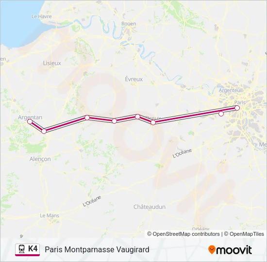 K4 Train Line Map
