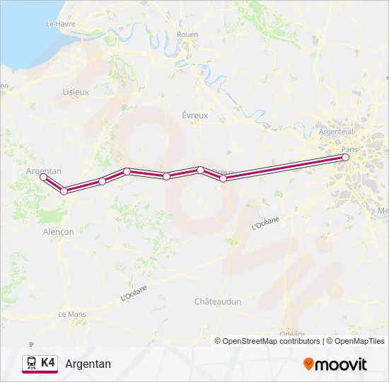 K4 Train Line Map