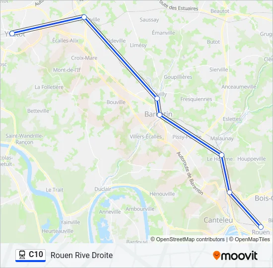 Plan de la ligne C10 de train