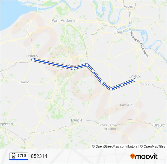 Plan de la ligne C13 de train