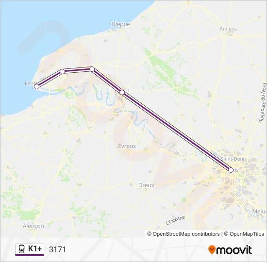 K1+ Train Line Map