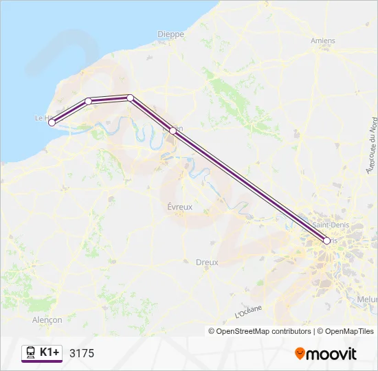 K1+ Train Line Map