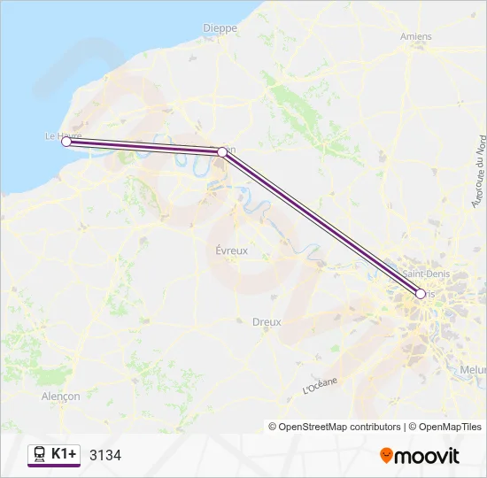K1+ Train Line Map