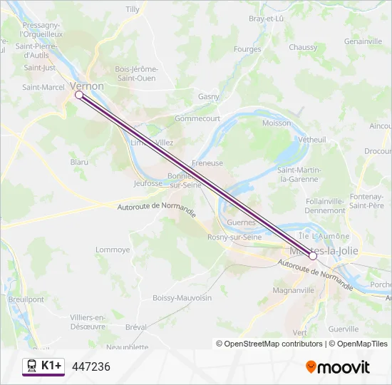 K1+ Train Line Map