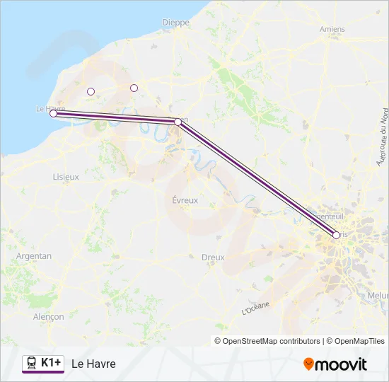 K1+ Train Line Map